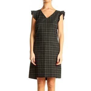 LOFT Black Checkered Classic Sheath Dress